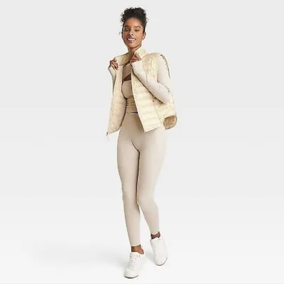 Women's Quilted Puffer Vest - JoyLab Ivory M - Picture 2 of 6